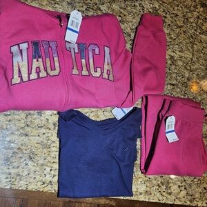 Nautica Pink and Navy Hoodie Set Girls Size 16 XL